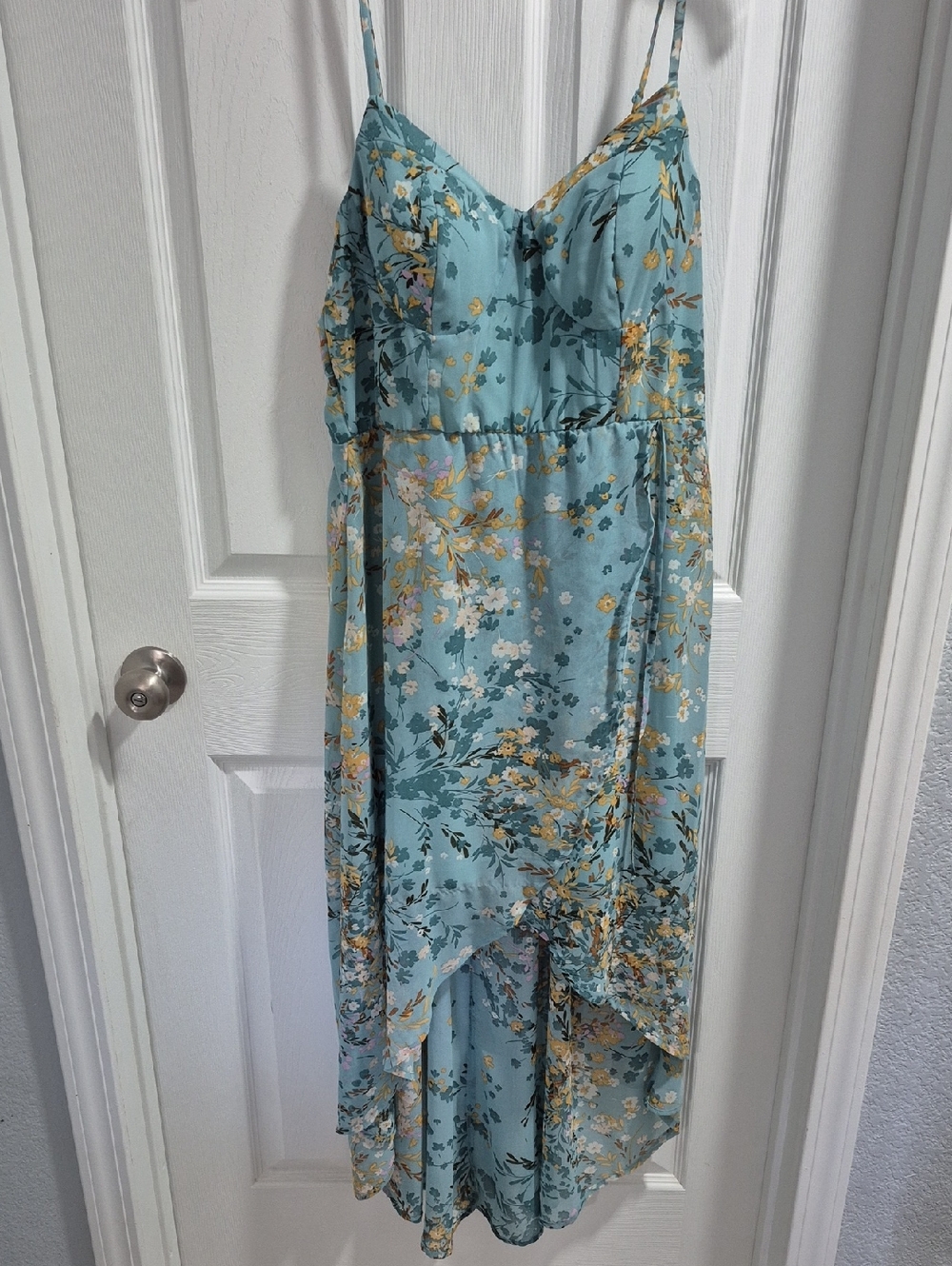 Lily Rose Dusty Teal Floral Slip Dress